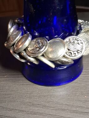 Vintage Silver Button Stretch Bracelet